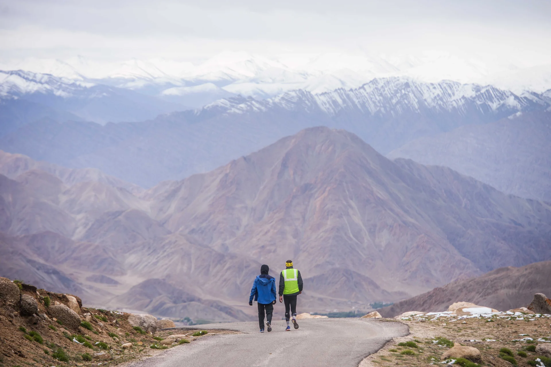 Mountain runners in the Swiss Alps